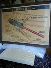 TABLEAU INSTRUCTION MITRAILLEUSE 12,7 CALIBRE 50 ARMÉE FRANÇAISE  80*60CM