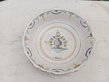 ANCIEN GRAND PLAT CREUX FAIENCE DE NEVERS EPOQUE 18 EME