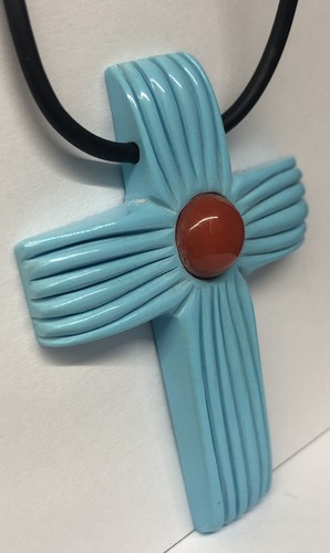 Croix pâte turquoise et - de,