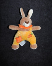 Peluche doudou lapin jaune orange  SOFT FRIENDS carotte hochet grelot 20 cm NEUF