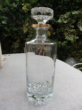 BELLE CARAFE FORME MODERNISTE BOUTEILLE EN VERRE CRISTAL ET COL doré à l'or fin
