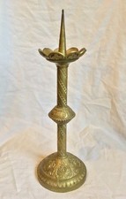 PIQUE CIERGE ANCIEN RELIGIEUX EGLISE BOUGEOIR BRONZE XIX XVIII CRECHE