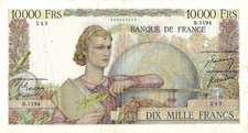 DATE RARE !! 10000F GENIE FRANCAIS 1-2-1951, Alphabet B.1194 TTB, Cote 200€ !!