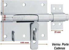 Solide Verrou de BOX Acier Zingué,Porte Cadenas,Garage,Portail,Porte,Fermeture 1