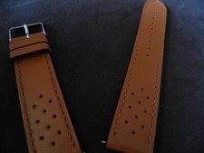 20mm INTERCHANGEABLE BRACELET VACHETTE RACING NAUTIC RALLYE MARRON PETITS TROUS