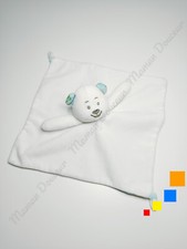 Doudou Plat Ours Blanc Bleu Vert Avocat Fleur Tournesol Feuilles - Musti Mustela