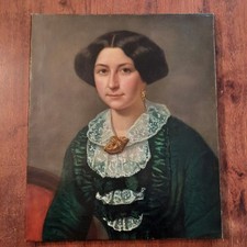 Tableau Huile Toile Ancien Portrait