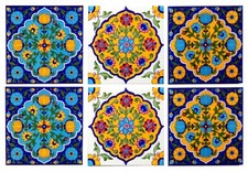Set De 6 Décor Maison Marocain Intérieur Extérieur Céramique Murale Carreaux