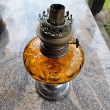 Ancienne Lampe À Pétrole En Verre couleur AMBRE