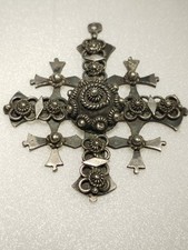 Sterling silver vintage pendant Jérusalem cross croix argent massif poinçons