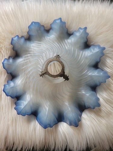 Lustre abat jour opaline bleu - lustre, abat-jour