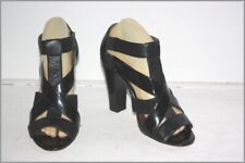 CALVIN KLEIN Escarpins Cuir Noir Talons Hauts Bride Scratch T 38 TBE