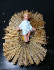 Ancien Santon DEVINEAU  "JESUS EN PLASTIQUE SUR SON LIT" - Taille 4 - 6 cm