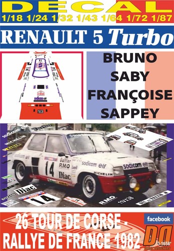 Decal renault turbo saby - 5, b.saby