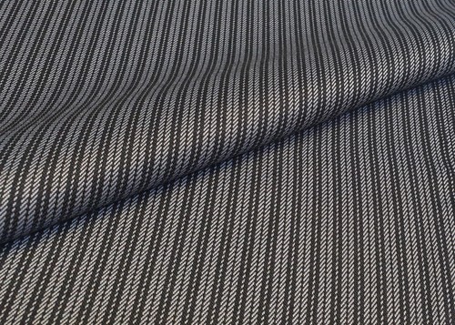 Tissu jacquard noir gris rayé - jacquard,