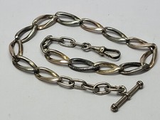 CHAÎNE DE MONTRE DE POCHE vintage années 50/60 en argent sterling / marques p...