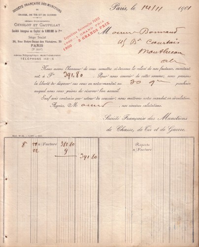 Paris facture gevelot et - facture,