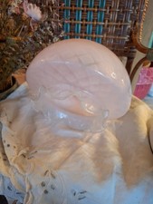 Ancienne suspension verre opaline lustre abat jour vintage rose