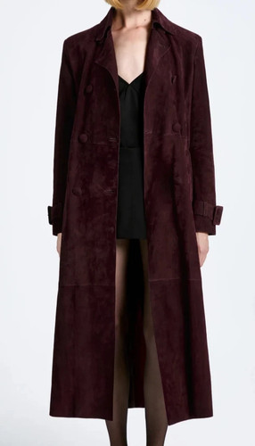 Trench femme cuir suédé - cuir,
