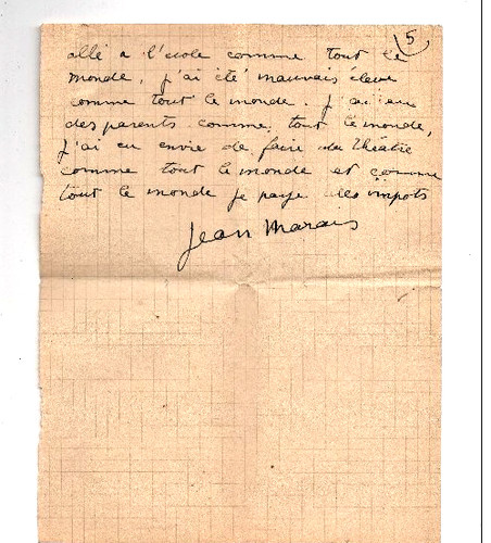 Jean marais 5 pages - l.a.s.jean, marais.5