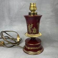 Pied de lampe FLORENTINE céramique rouge et or Made in Italy scènes grecs