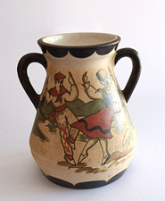 Pichet vase basque signé Gaitaud R Capbreton grès d’art peint main Ciboure Franc