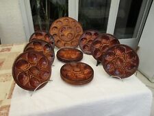 Magnifique service à huitres en barbotine de Saint-Clément, vintage 1960/1970