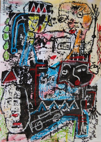 Art brut sur papier 42x49 - ,4, cm