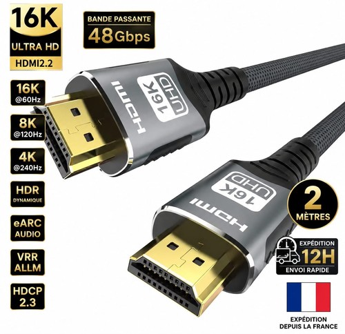 Câble hdmi 2 16k ultra - câble, 2.2