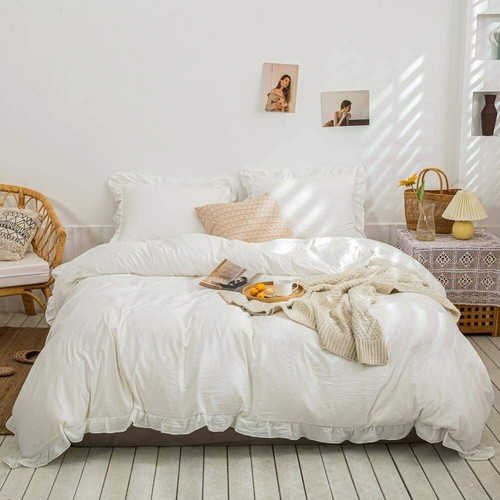 Indien blanc coton lit - blanc, housse