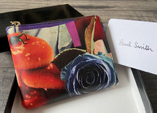 Paul Smith Cuir Rose Collage Coin Zip Porte-Monnaie Fabriqué En Italie BNIB