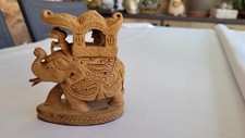 Figurine décorative indienne, Eléphant en bois sculpté main
