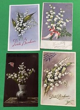 4 Cartes anciennes BRINS DE MUGUET PORTE BONHEUR