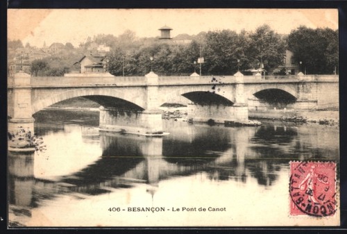 Cpa besancon pont de - de, canot