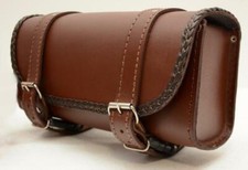 Sacoche de fourche / sac trousse à outils Cuir rectangulaire marron moto trike