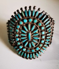 Bracelet manchette Navajo vintage (années 1970) en argent sterling