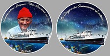 LOT 2 STICKERS COMMANDANT JACQUES-YVES COUSTEAU LA CALYPSO AUTOCOLLANT