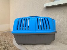 Panière de transport chat en plastique, bleu, bon état