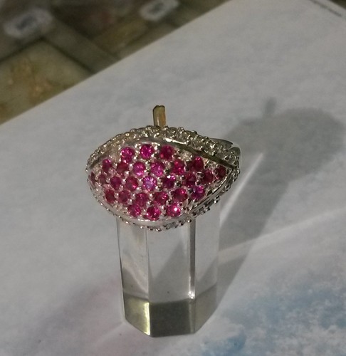 Bague rhodié t61 oeil pavé - bague,