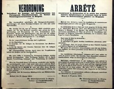 Affiche allemande originale ww1 "arrêté" Bruxelles janvier 1918 poste téléphone