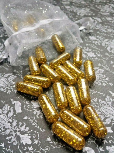 Gold glitter pills bag - gold,