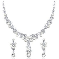  1 Set Women Collier Boucles d'oreilles La mariée Collier de mariage Bijoux de