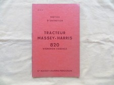 Tracteur MASSEY HARRIS 820 Vigneron essence - notice d'entretien - 1957