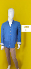 Izac Taille L    ? Superbe chemise manches longues bleue homme en lin