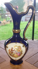 Ancienne carafe à liqueur digestif en porcelaine R de France bleue scène galante