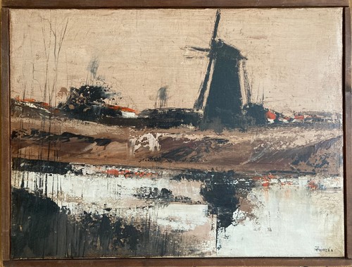 Moulin huile sur toile - le, moulin.