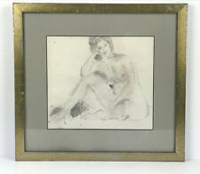 DESSIN SOUS VERRE AU CRAYON DE" ROBERT DELVAL 1934 "REPRESENTANT UNE FEMME NUE  