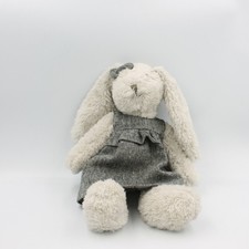 Peluche lapin gris robe bleu