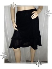 A  -  Jupe Fantaisie Habillée Noire Petits Volants Nathalie Chaize Taille 38