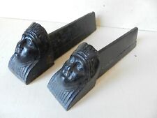 ANCIENNE PAIRE de CHENÊTS aux MARMOUSETS – 2 TÊTES ETHNIQUES en FONTE XIXe